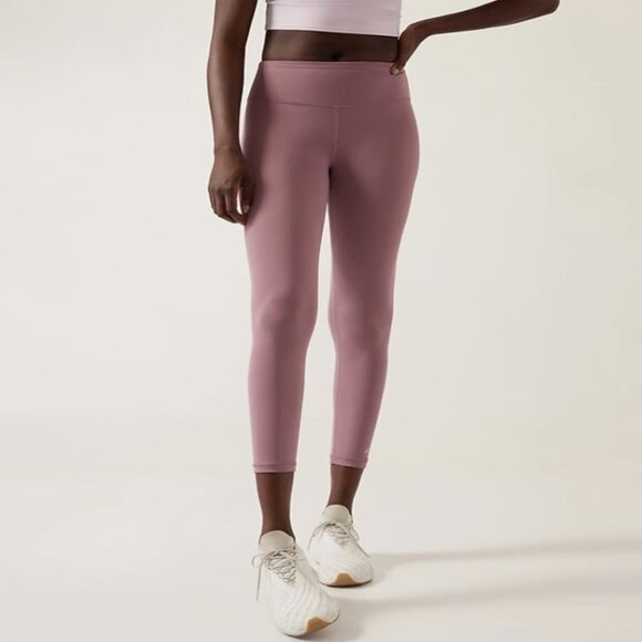ATHLETA Elation Train Logo 7/8 Tight Leggings in Dark Sugarplum Mauve, L/T - Picture 1 of 10